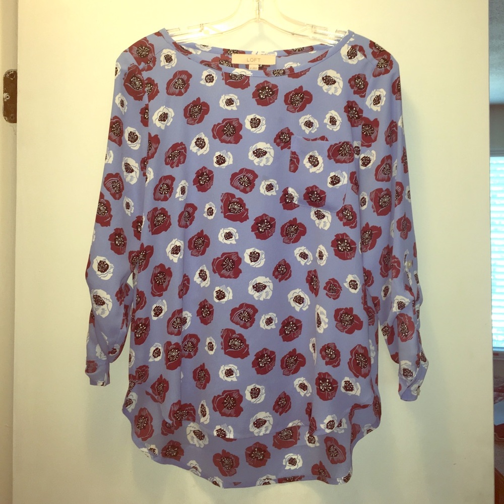 Floral tab-sleeve blouse
