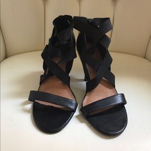 Wide fit black stretchy strap heels
