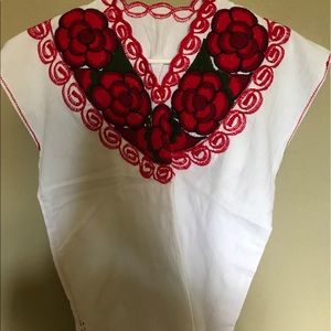 White and red Mexican blouse
