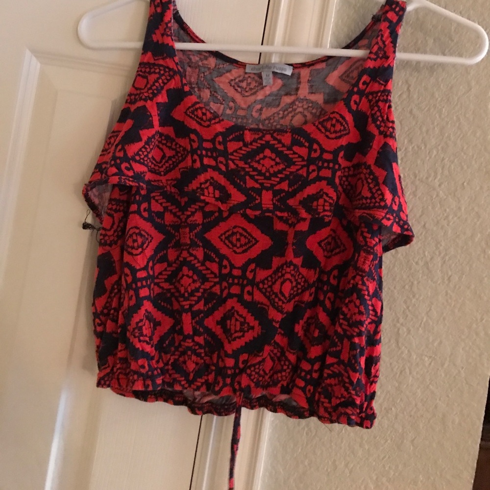 Red and navy crop top