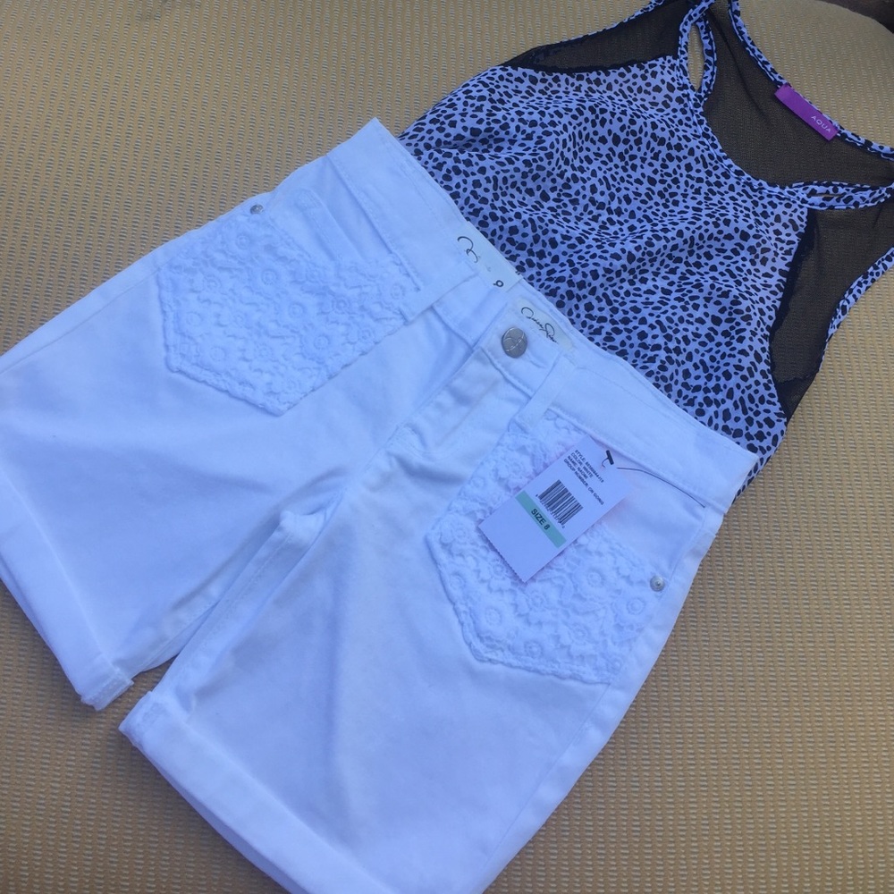 Girls Jessica Simpson Denim Shorts & Aqua top Sz S