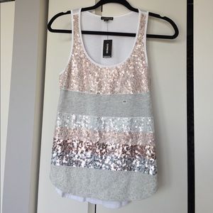 Express Rose Gold Sequin Tank Top