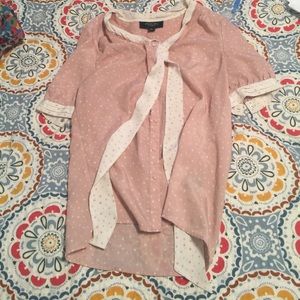 Super cute dress blouse. Pink and beige. Small