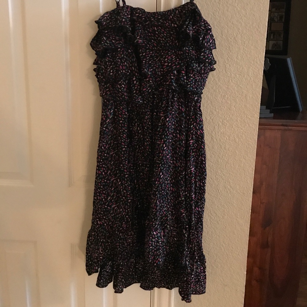 Polka dot high low dress with frilly top