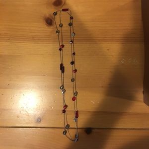 Red beaded strand necklace