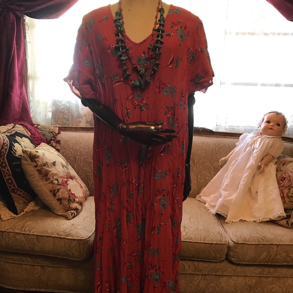 Crinkle BoHo floral woman Within dress 1x