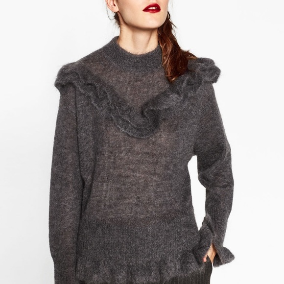 Zara Grey Mohair Sweater - Picture 1 of 5