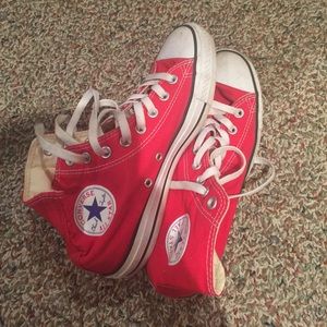Like new red high top converse