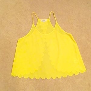 Umgee USA Yellow Scalloped Tank Top