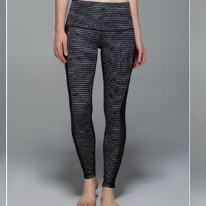 Lululemon wunder under pant roll down stripe mesh