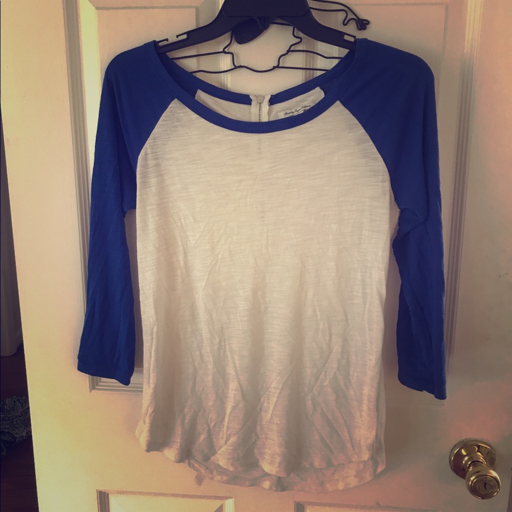 White and blue long  sleeve T-shirt