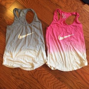 2 Ombré Nike athletic tanks -Pink & Grey