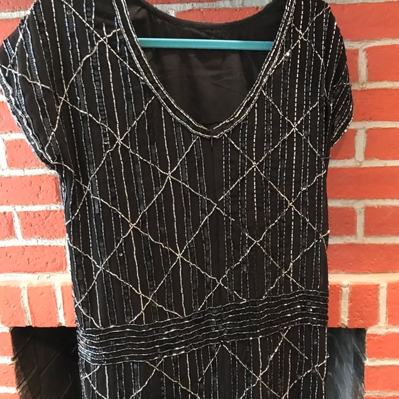 Navy blue sequin/beaded dress (silver beads) - Picture 3 of 3