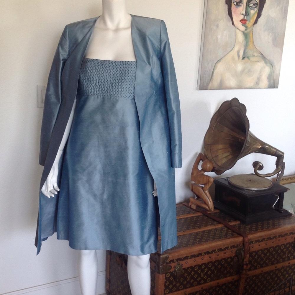 Linda allard blue coat & dress set
