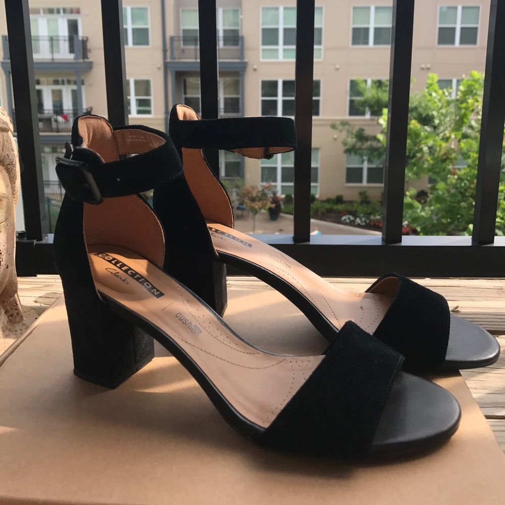 Black suede heels