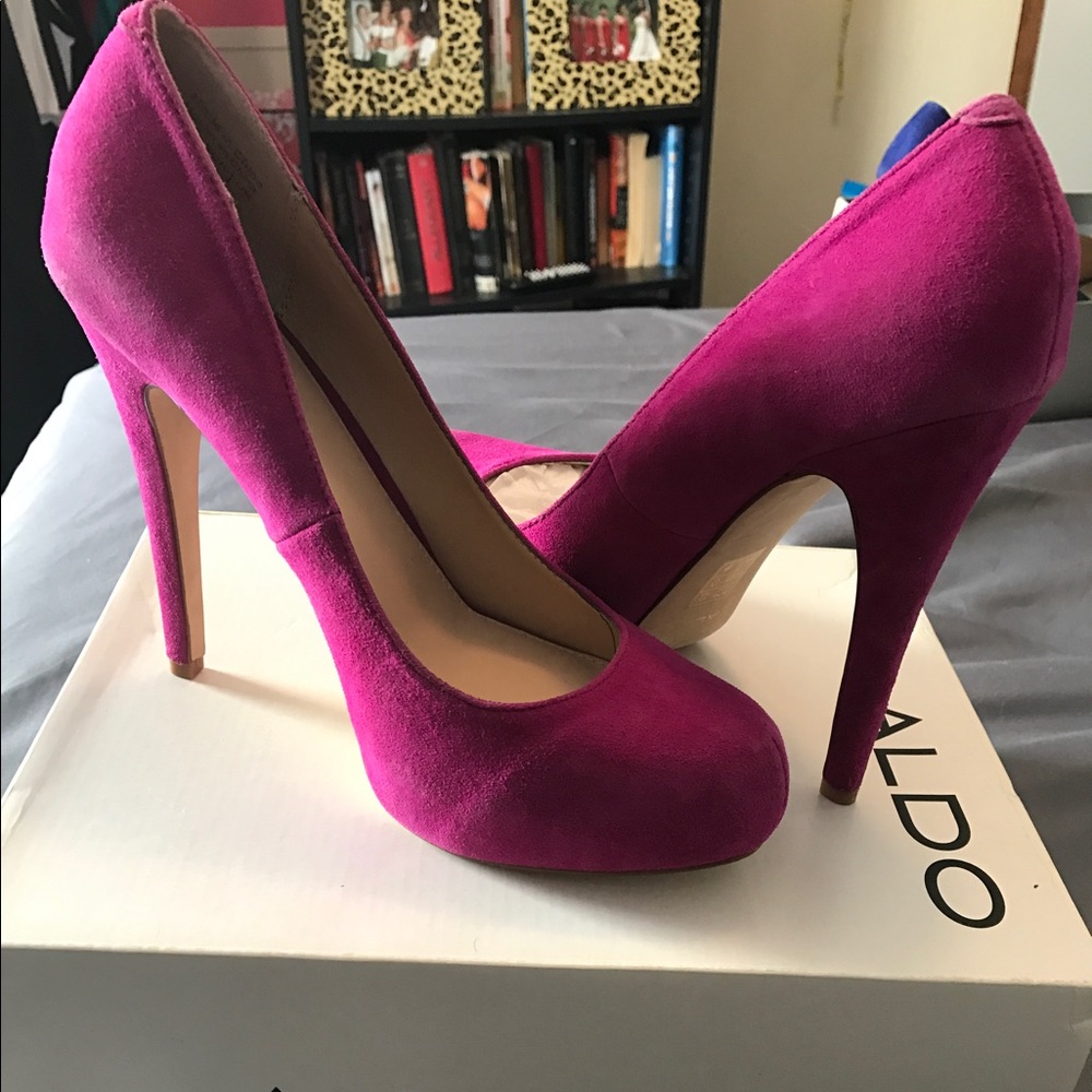 Pink Suede Platforms
