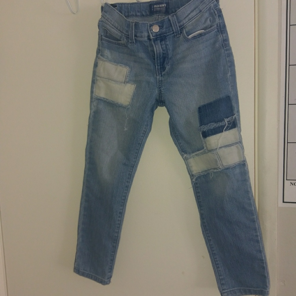 Girls size 7 old navy patchwork jeans