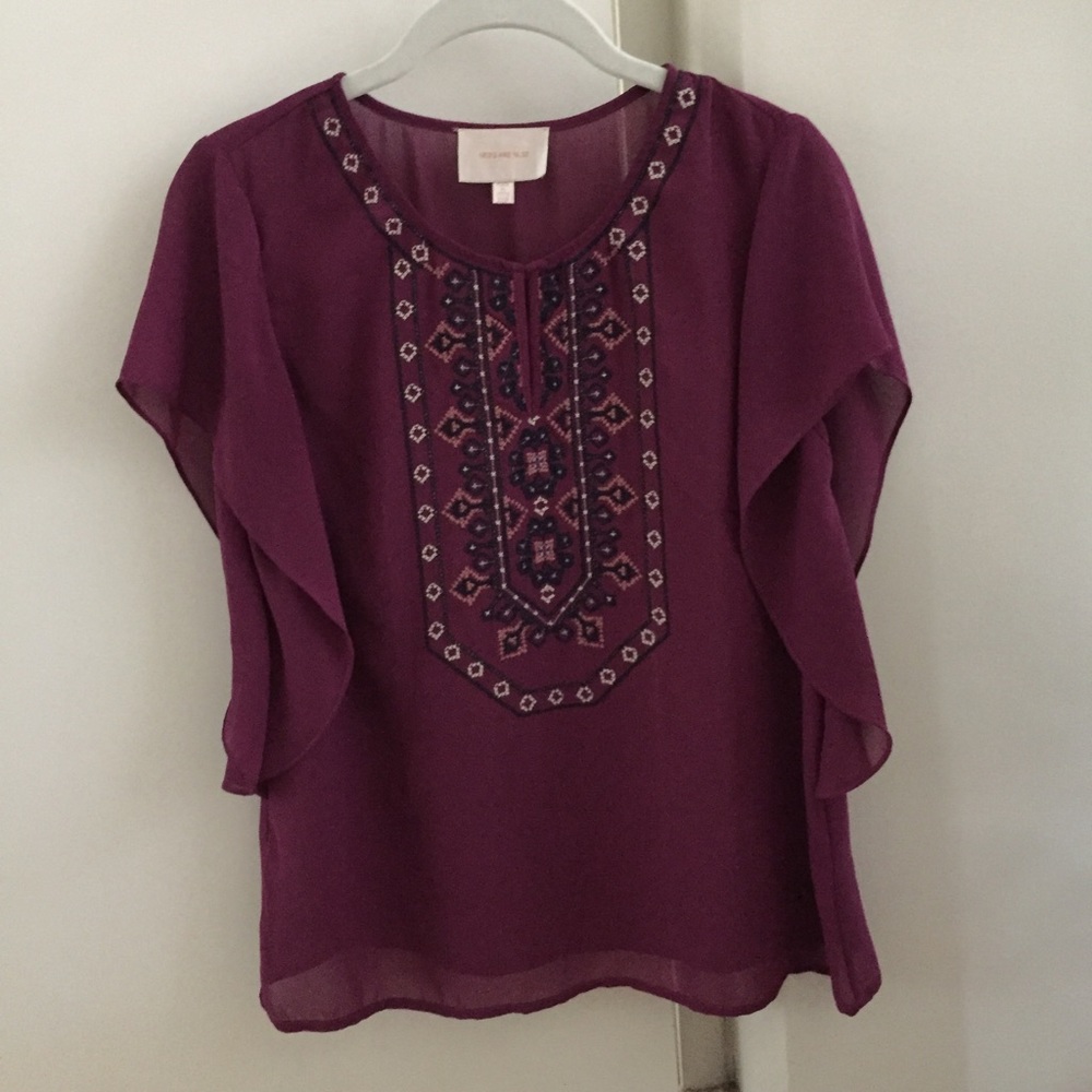 Skies are Blue Dorian Embroidery Detail Blouse