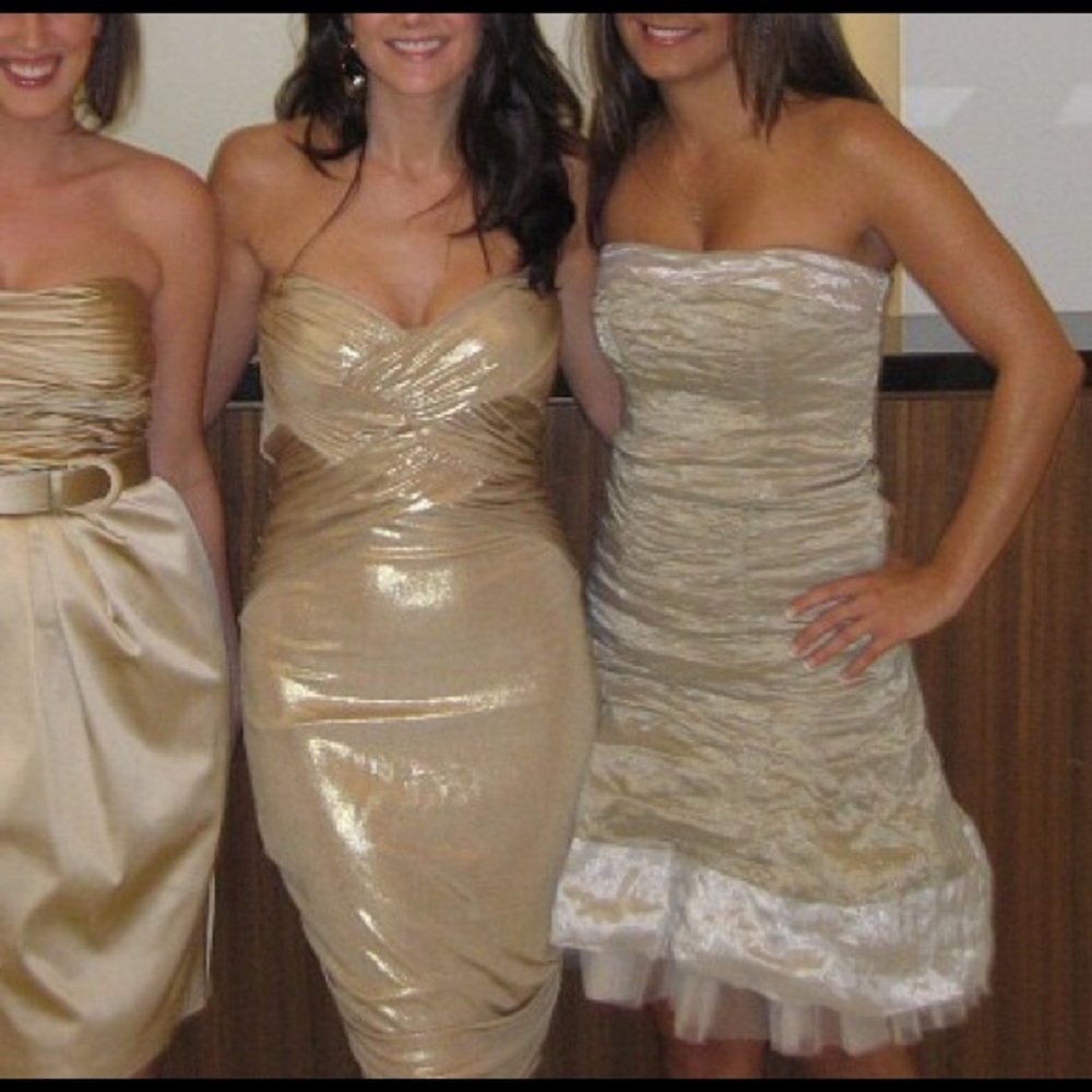 Nicole Miller Strapless Gold Dress