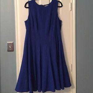 Calvin Klein Blue Pleated and Fully Lined Dress