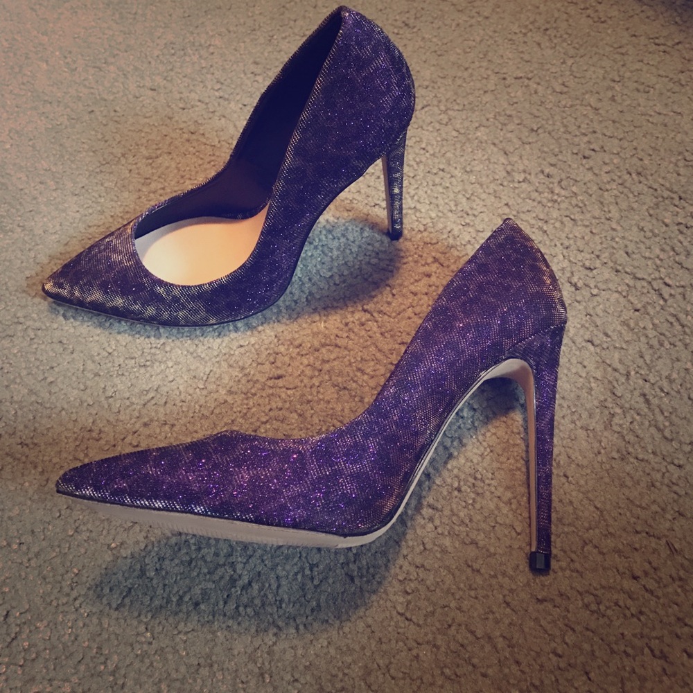 Purple sparkly cheetah print heels