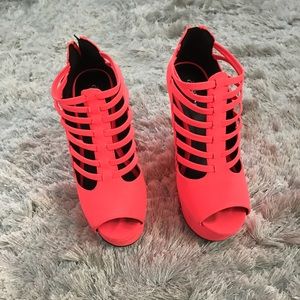 Neon pink wedges
