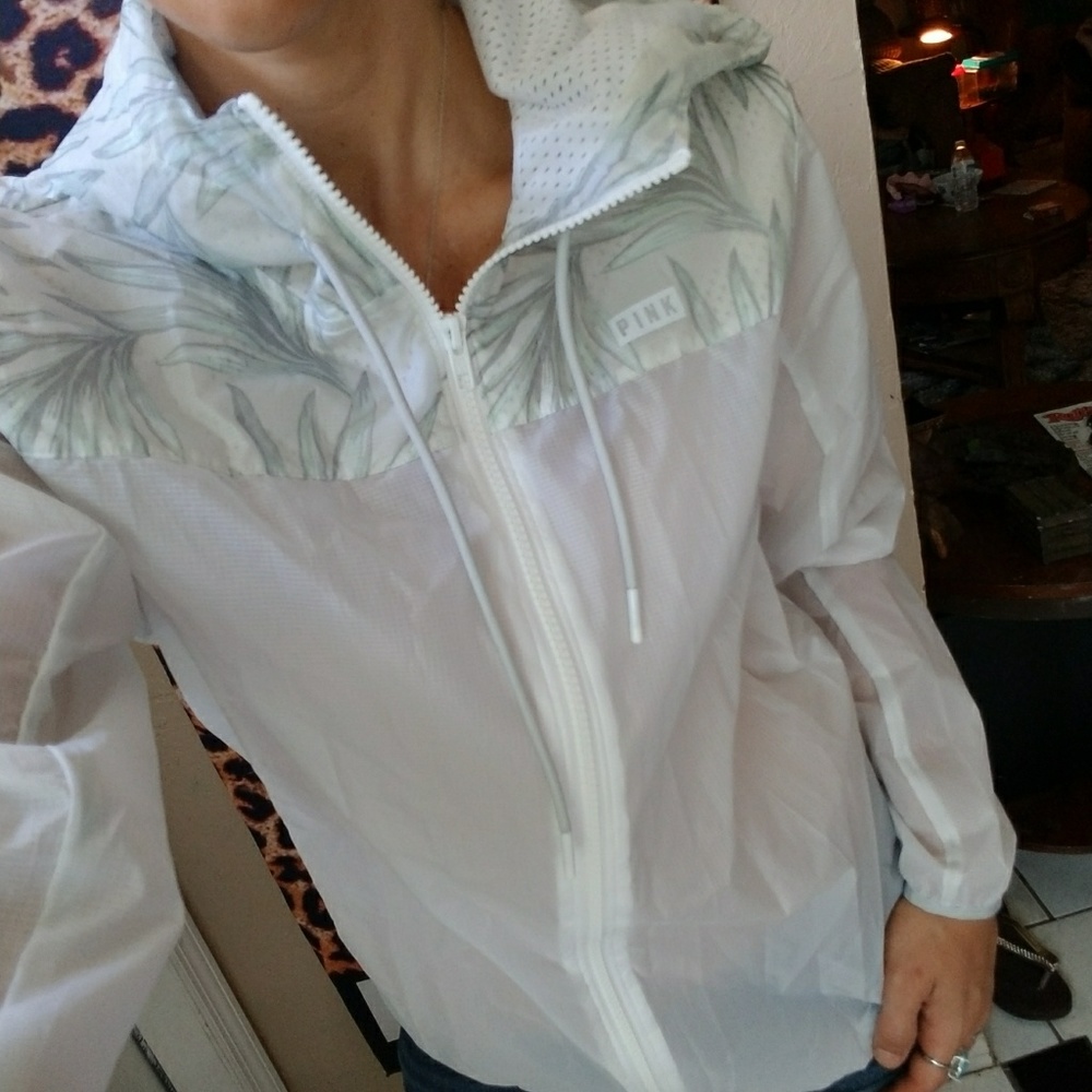Vs pink full zip funnel neck tropical anorak