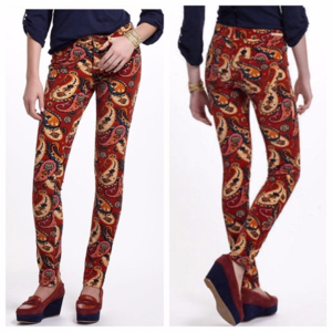 Anthropologie paisley corduroy pants