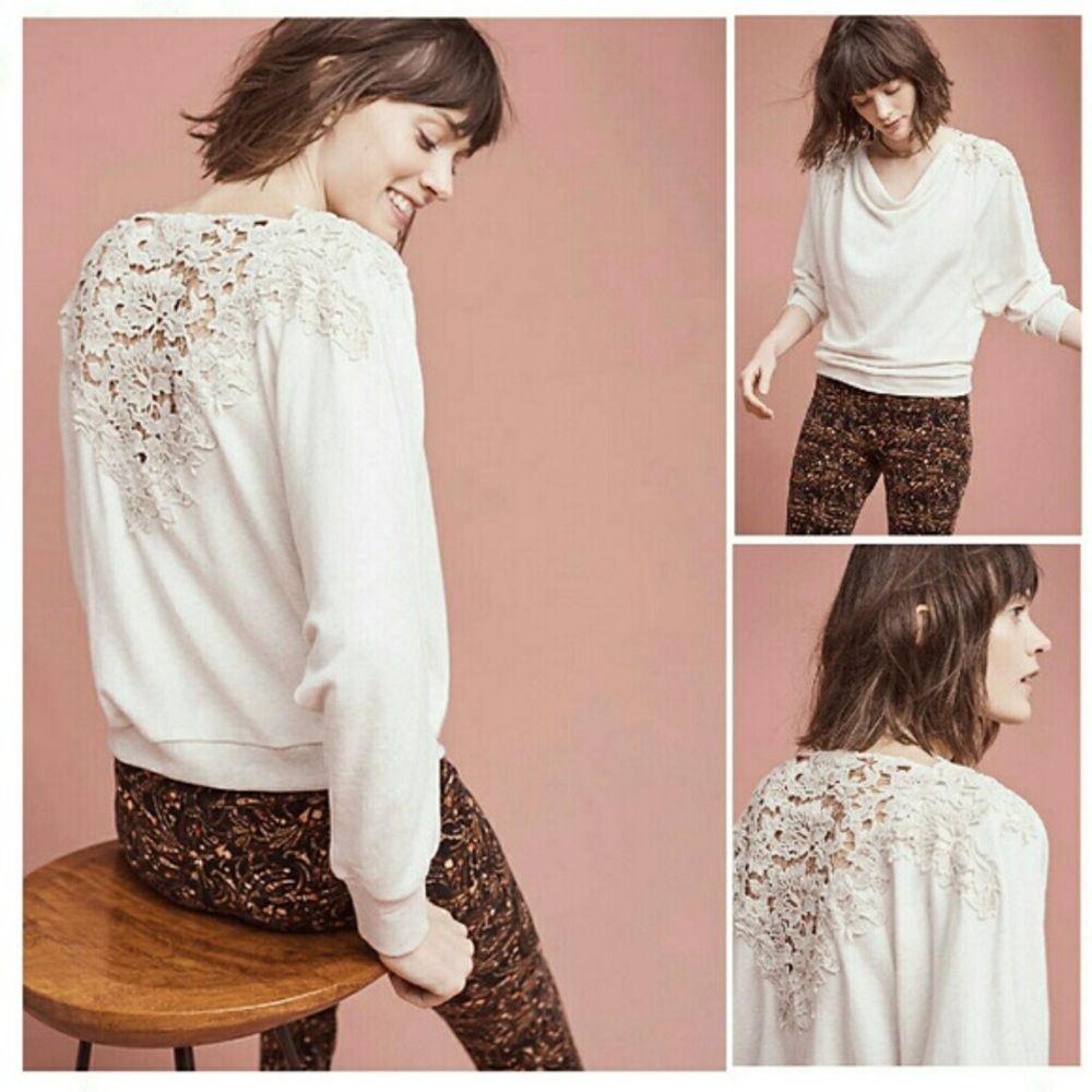 Anthropologie Bria Lace-Back Sweater