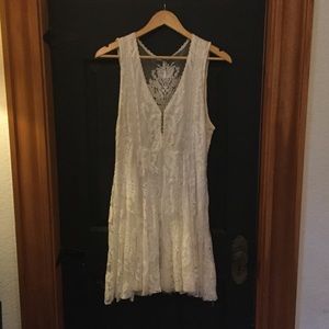 Free People Lace overlay white tank dress