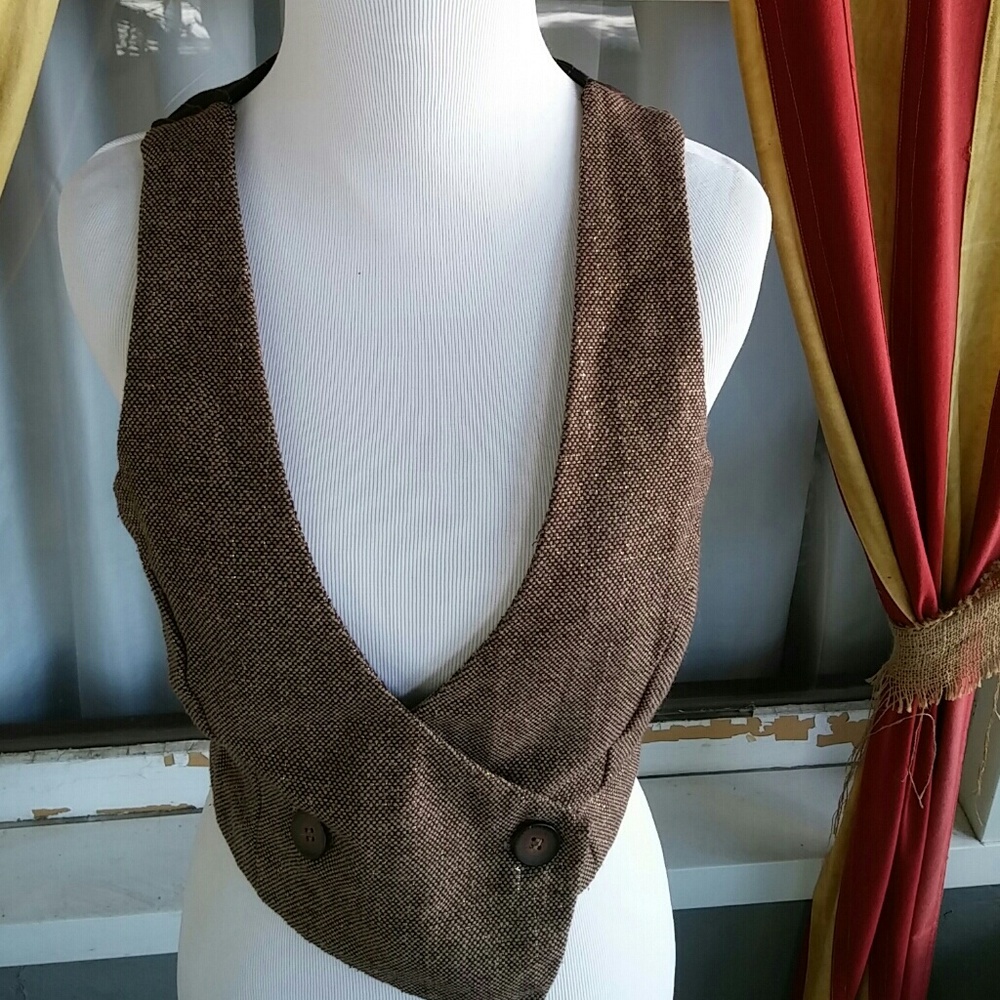 Beautiful Brown and cream v-neck vest