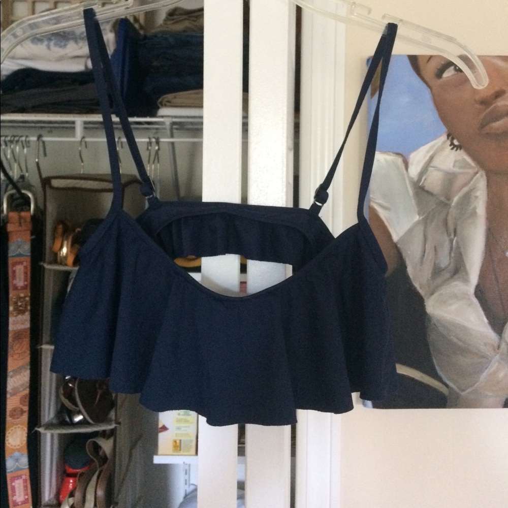Hollister Navy blue, ruffle bikini top