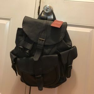 Brand New Black Leather Backpack