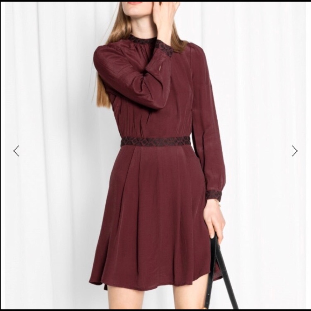Long Sleeve Deep Red Dress