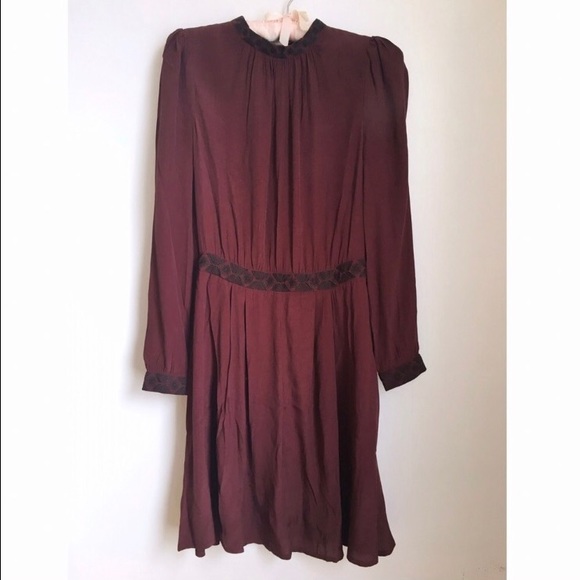 Long Sleeve Deep Red Dress - Picture 2 of 4