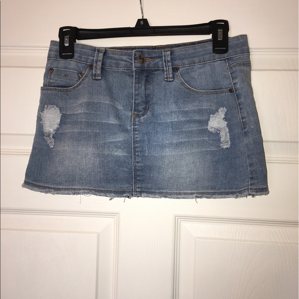 Super Cute Distressed Denim Mini Skirt