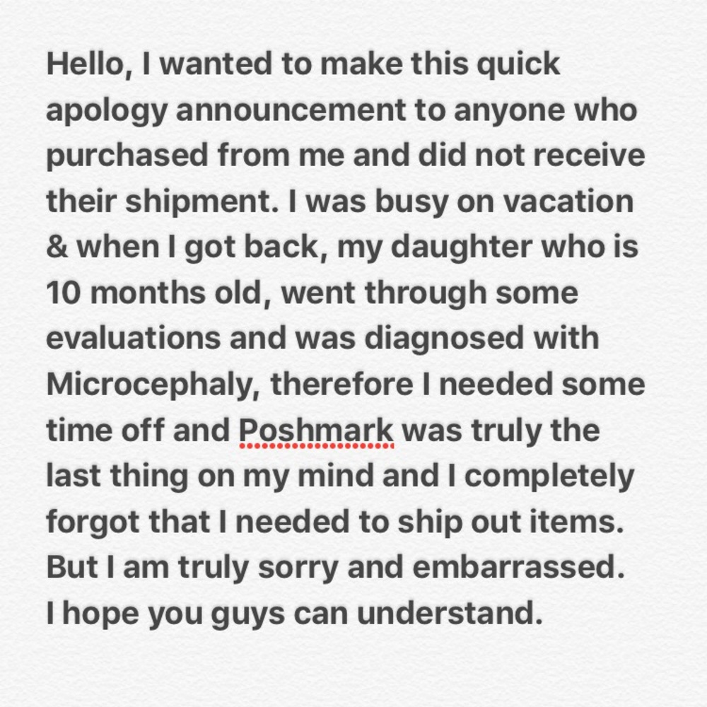 APOLOGY ANNOUNCEMENT