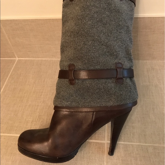 Cole Haan Brown and Gray Felt Kitten Boots-Size 8 - Picture 3 of 7