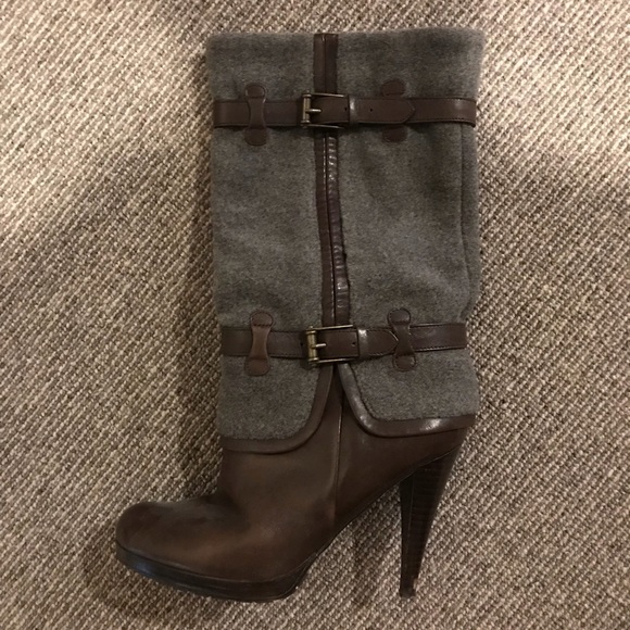 Cole Haan Brown and Gray Felt Kitten Boots-Size 8 - Picture 7 of 7