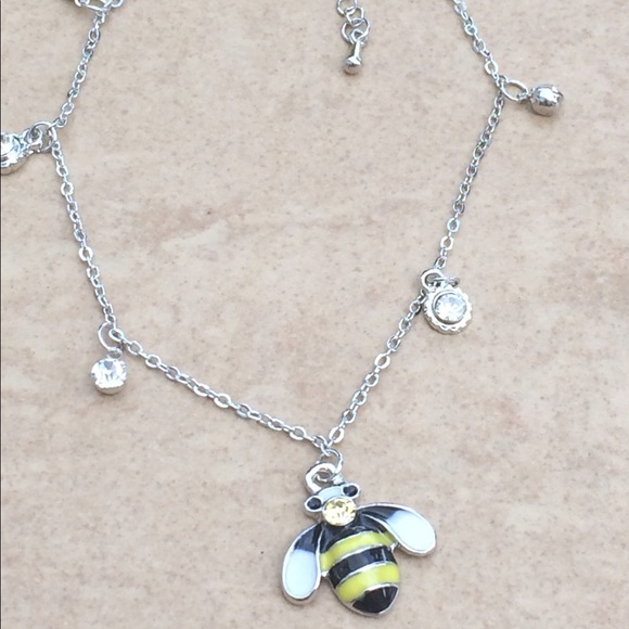 Jewelry - Silver Tone Yellow Enamel Charm Anklet Ankle Jewelry - Silver Tone Yellow Enamel Charm Anklet Ankle