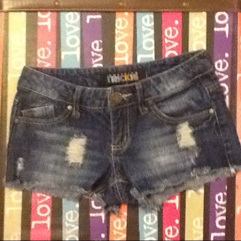 Jean shorts. Dark denim.