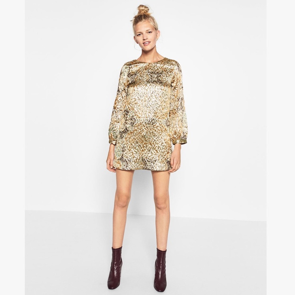 Zara Metallic Jacquard Dress