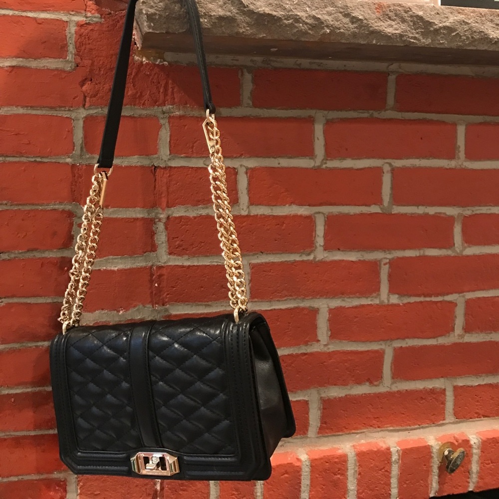 Rebecca Minkoff Love Crossbody with gold chain