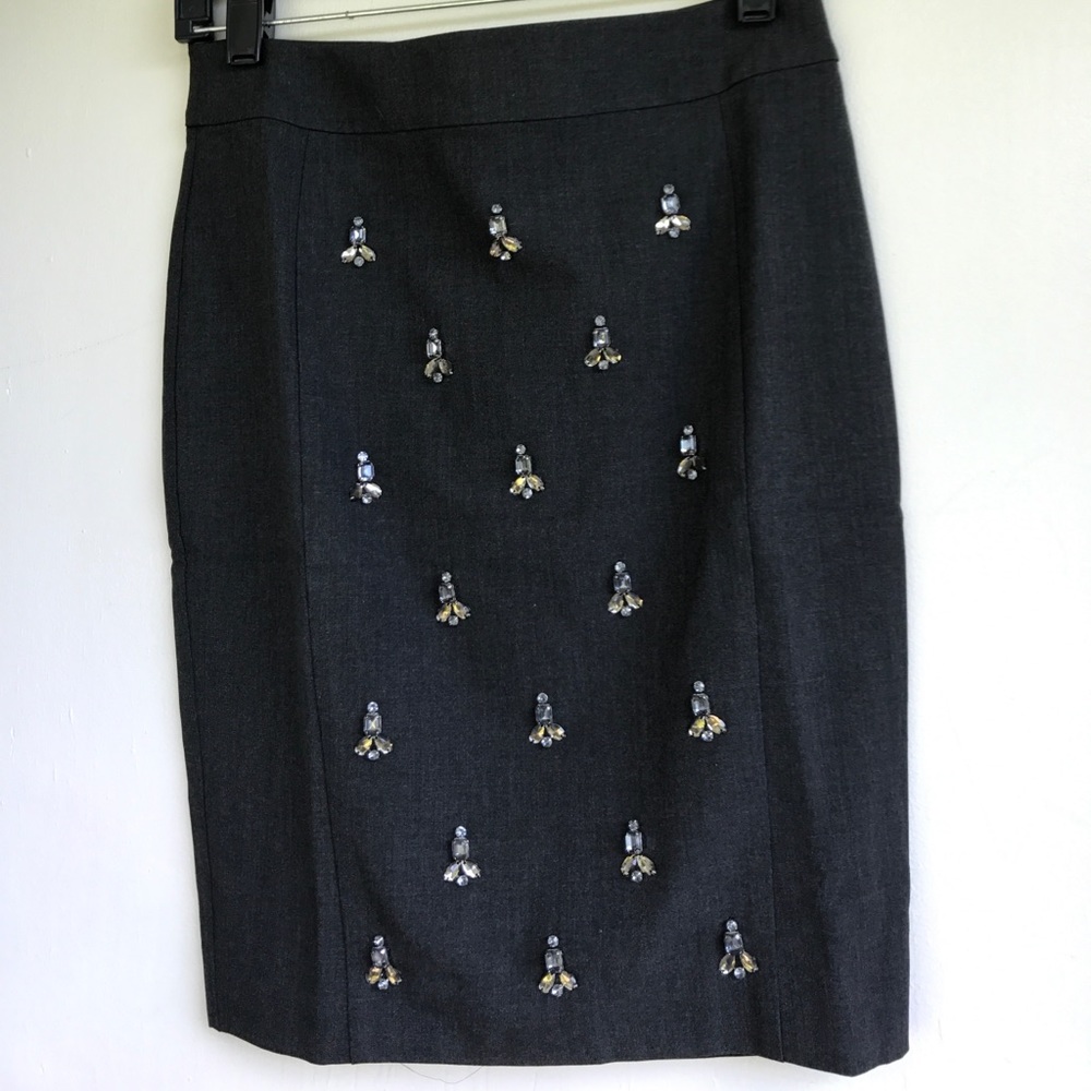 Ann Taylor Jeweled Gray Pencil Skirt - Sz 0P