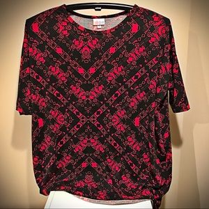 LULAROE Irma Red & Black Tribal Print Top 🦄