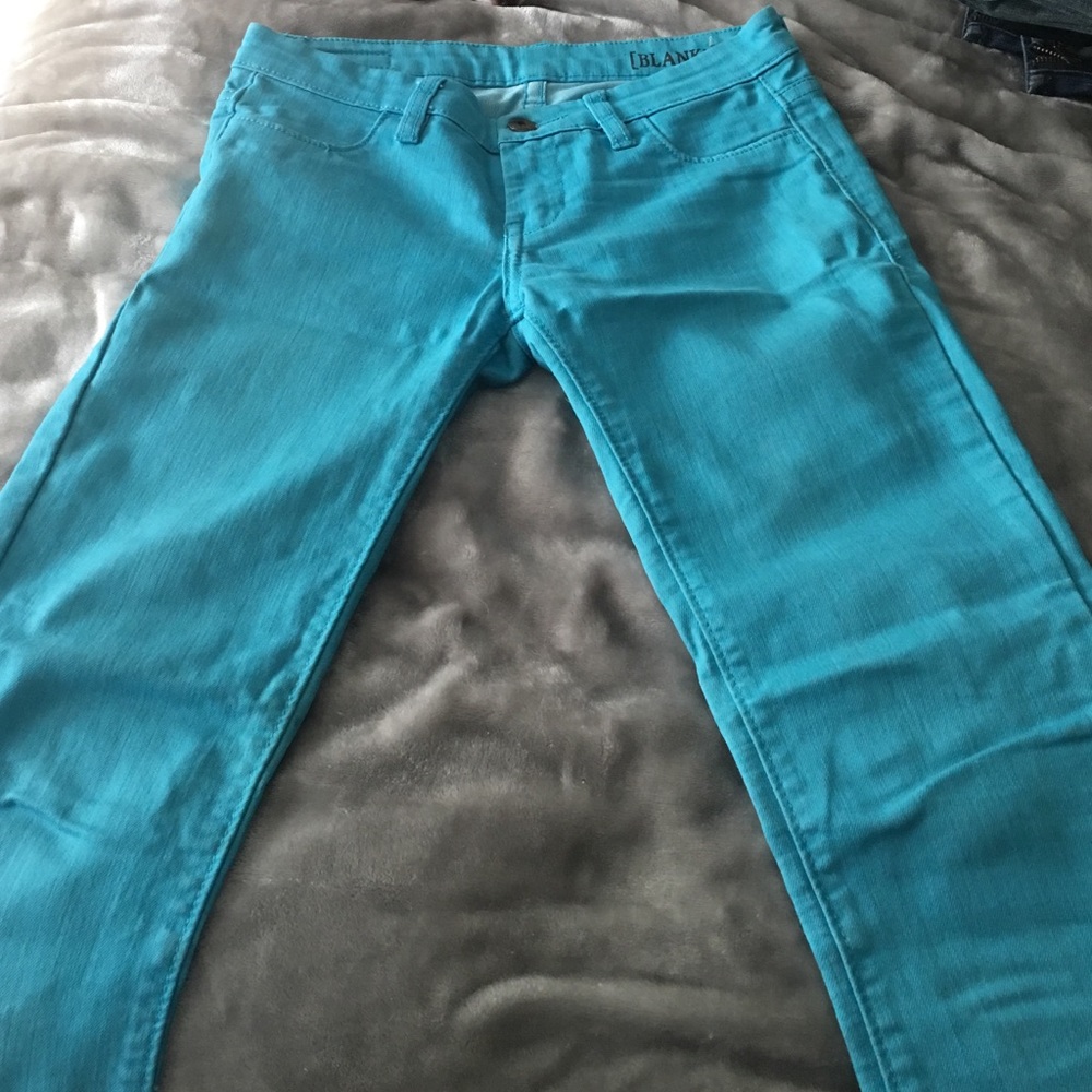 Blank turquoise skinny jeans