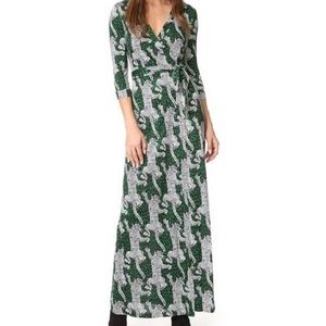 DVF Climbing Leopard Maxi Wrap Dress
