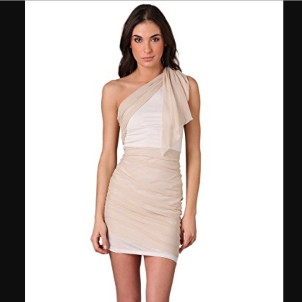Cream/Beige One Shoulder Alice & Olivia Dress
