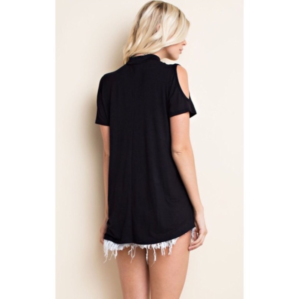 ❗️CLEARANCE❗️Black Choker ColdShoulder Tunic S M L - Picture 3 of 3