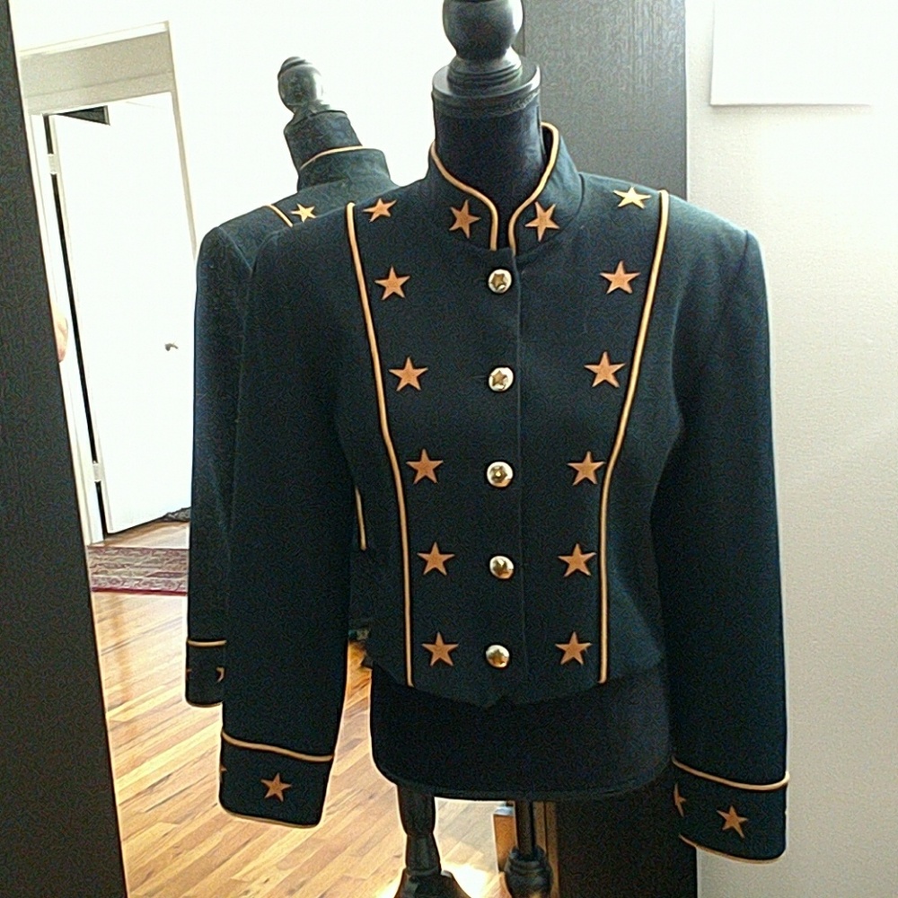 Jacket black crepe stars rock star rodeo vintage